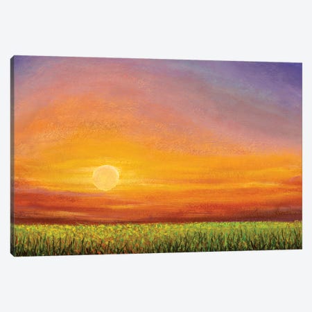 Dawn Sunset Over A Green Field Canvas Print #VRY353} by Valery Rybakow Canvas Art