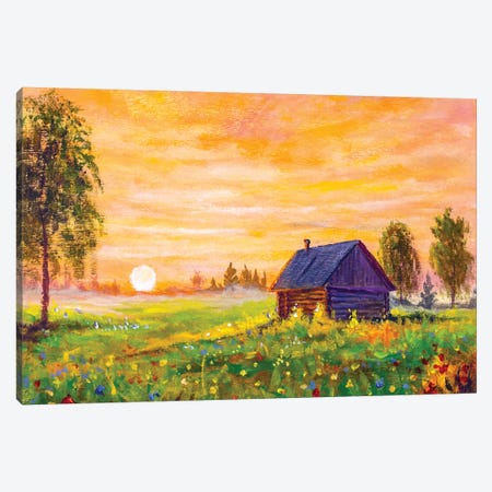 Old Rural Farmhouse In The Field Canvas Print #VRY355} by Valery Rybakow Art Print