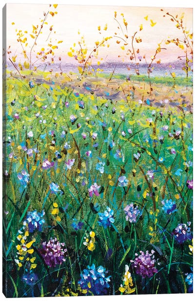 Beautiful Flower Wildflowers Landscape Art Canvas Art Print - Garden & Floral Landscape Art