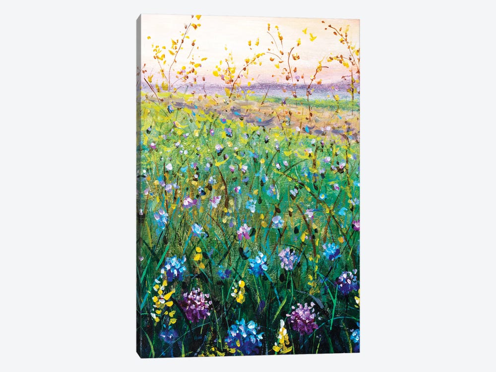 Beautiful Flower Wildflowers Landscape Art by Valery Rybakow 1-piece Canvas Wall Art