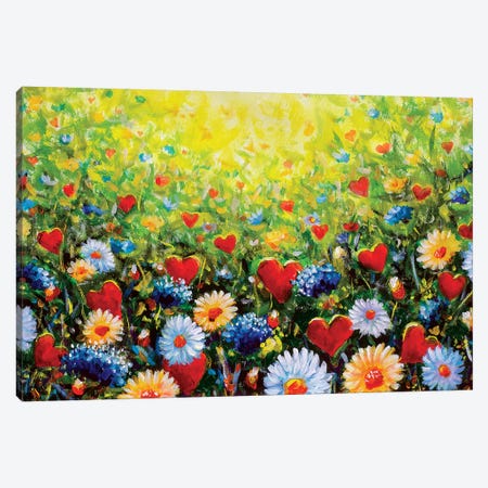 Flowers And Hearts In Dream Canvas Print #VRY35} by Valery Rybakow Canvas Artwork