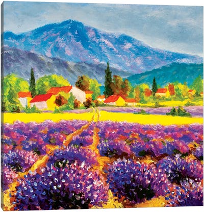 Rural Landscape In Summer Day In Provence, France Canvas Art Print - Lavender Art
