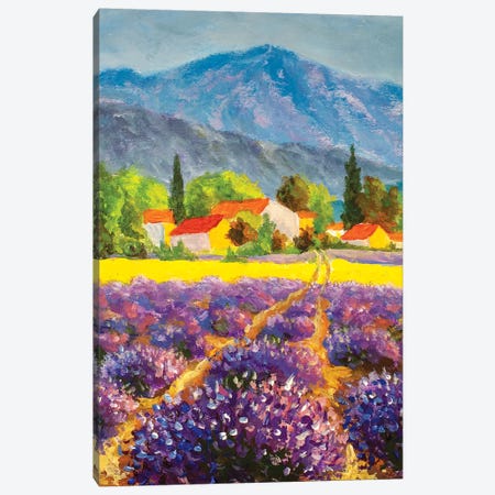 Italian Summer Countryside. Lavender Purple Field. French Tuscany Canvas Print #VRY361} by Valery Rybakow Canvas Print