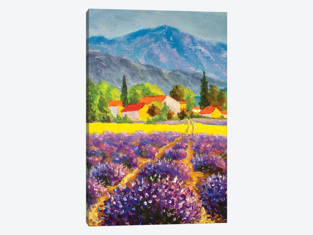 Italian Summer Countryside. Lavender Purple Field. French Tuscany by Valery Rybakow 1-piece Canvas Print