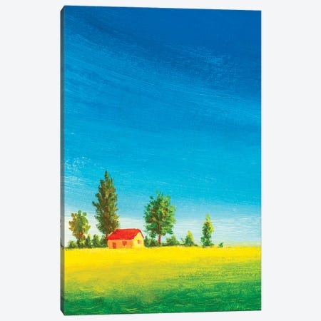 Beautiful House On Green Meadow Canvas Print #VRY364} by Valery Rybakow Canvas Wall Art