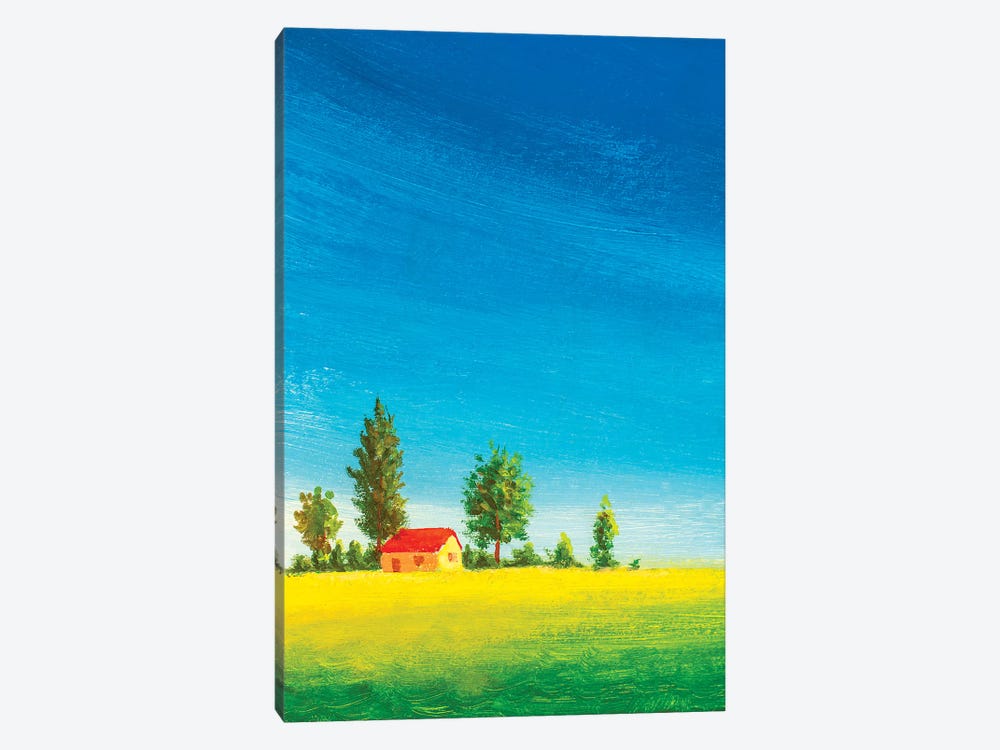 Beautiful House On Green Meadow by Valery Rybakow 1-piece Canvas Art