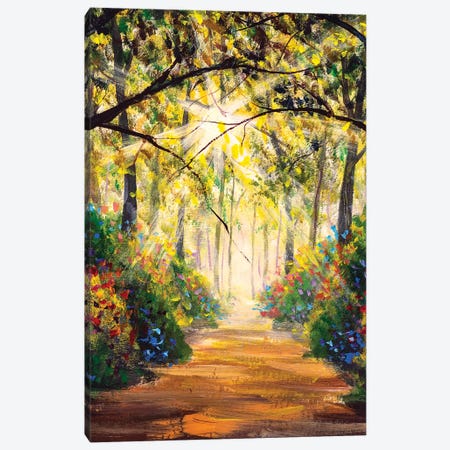 Road In Sun Summer Flowers Park Alley Canvas Print #VRY366} by Valery Rybakow Canvas Art