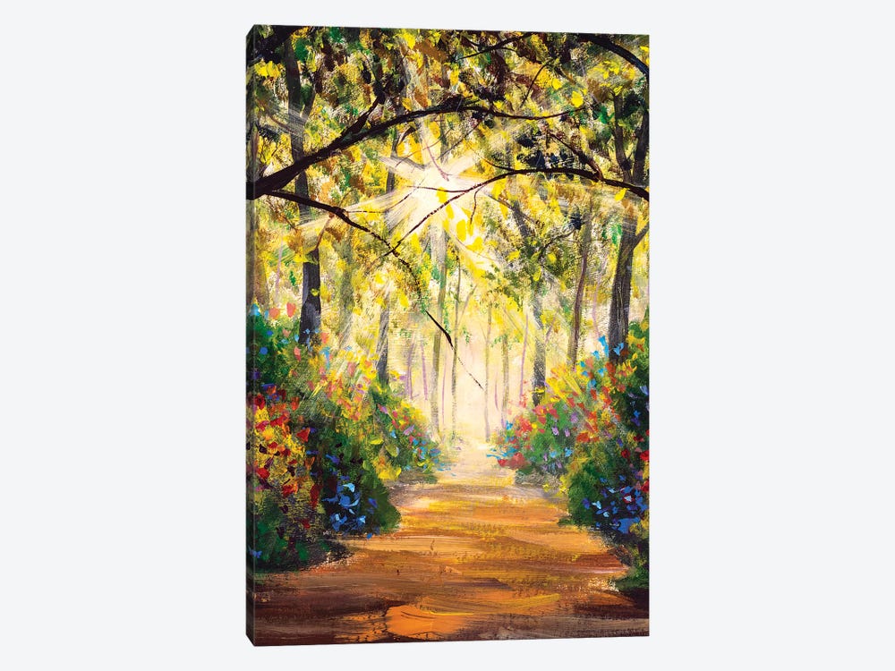 Road In Sun Summer Flowers Park Alley by Valery Rybakow 1-piece Canvas Artwork