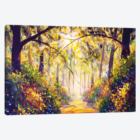 Sunny Forest Wood Trees Canvas Print #VRY367} by Valery Rybakow Canvas Wall Art