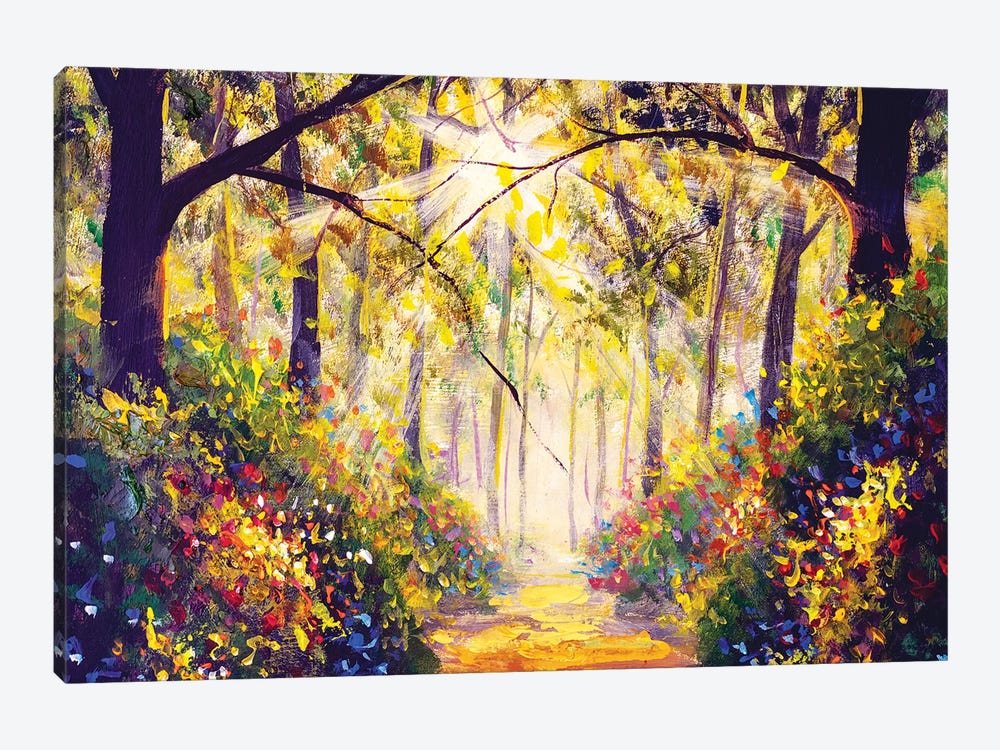 Sunny Forest Wood Trees 1-piece Canvas Print