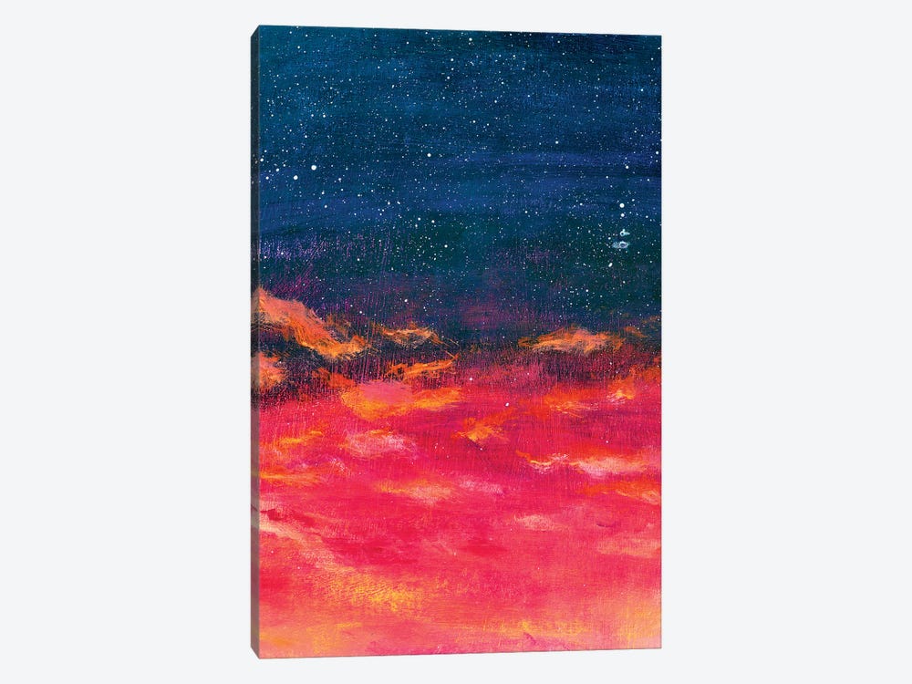 Beautiful Warm Sky Turning Into Starry Space - A Beautiful Abstract Space Landscape by Valery Rybakow 1-piece Canvas Artwork