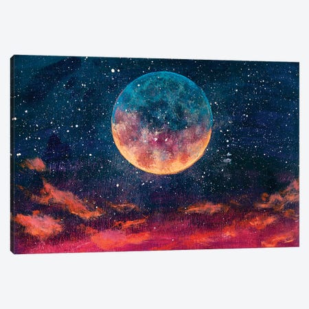 Moon Among Stars In Universe Canvas Print #VRY373} by Valery Rybakow Canvas Wall Art