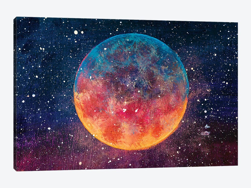 Big Moon Among Stars In The Universe by Valery Rybakow 1-piece Art Print