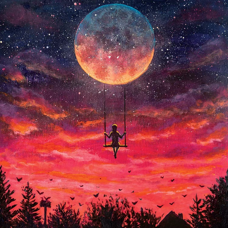 Man Riding On Big Moon Planet Earth