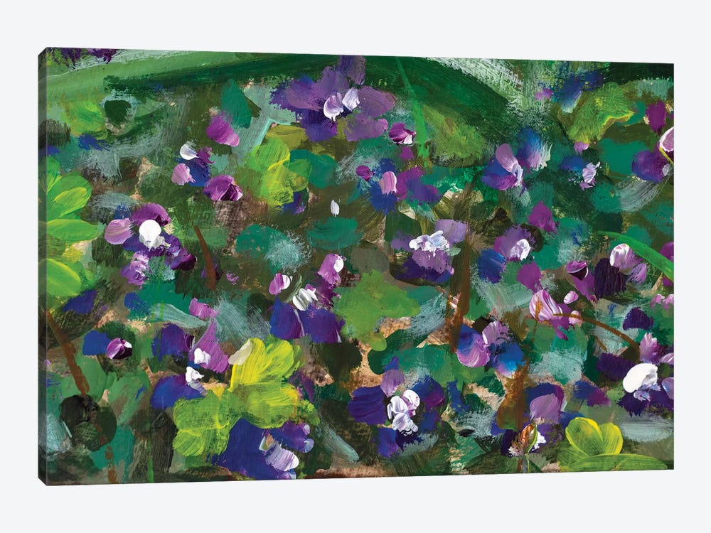 Blue Violet Flowers In Spring Grass by Valery Rybakow 1-piece Canvas Wall Art