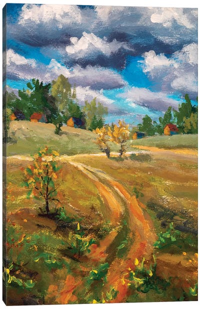 Spring Village Rural Farm Landscape Canvas Art Print - Valery Rybakow