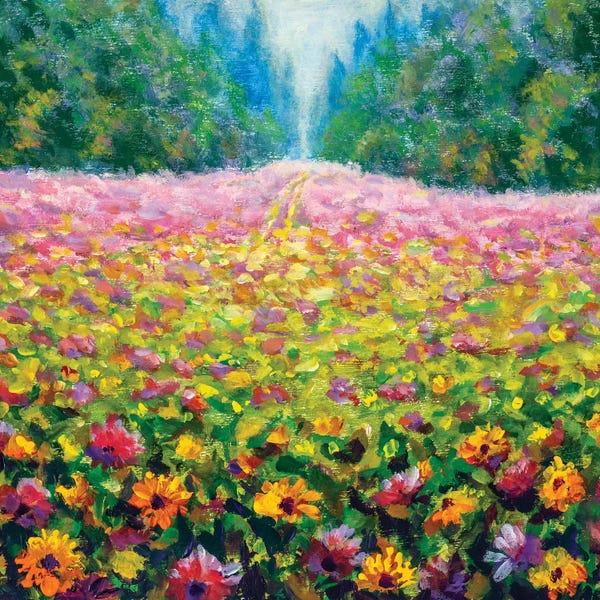 Valery Rybakow: Beautiful Field Flowers In Forest by Valery Rybakow