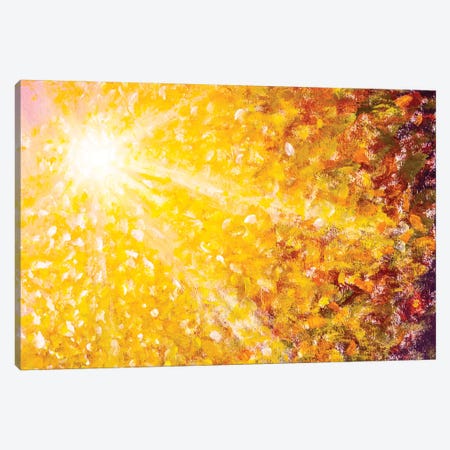 Beautiful Sun Rays Sunshine In Orange Gold Autumn Canvas Print #VRY386} by Valery Rybakow Canvas Artwork