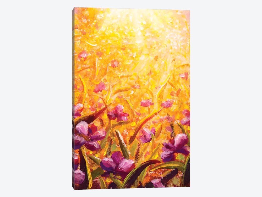 Beautiful Flowers In Sunshine On Yellow Background by Valery Rybakow 1-piece Canvas Wall Art