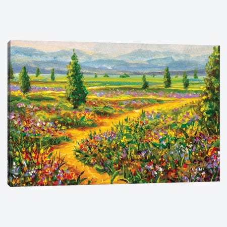 Summer landscape and country road Canvas Print #VRY393} by Valery Rybakow Canvas Wall Art
