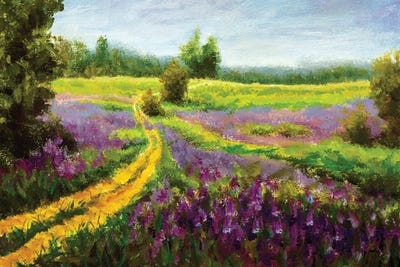 Purple Flowers Field by Valery Rybakow framed wall art