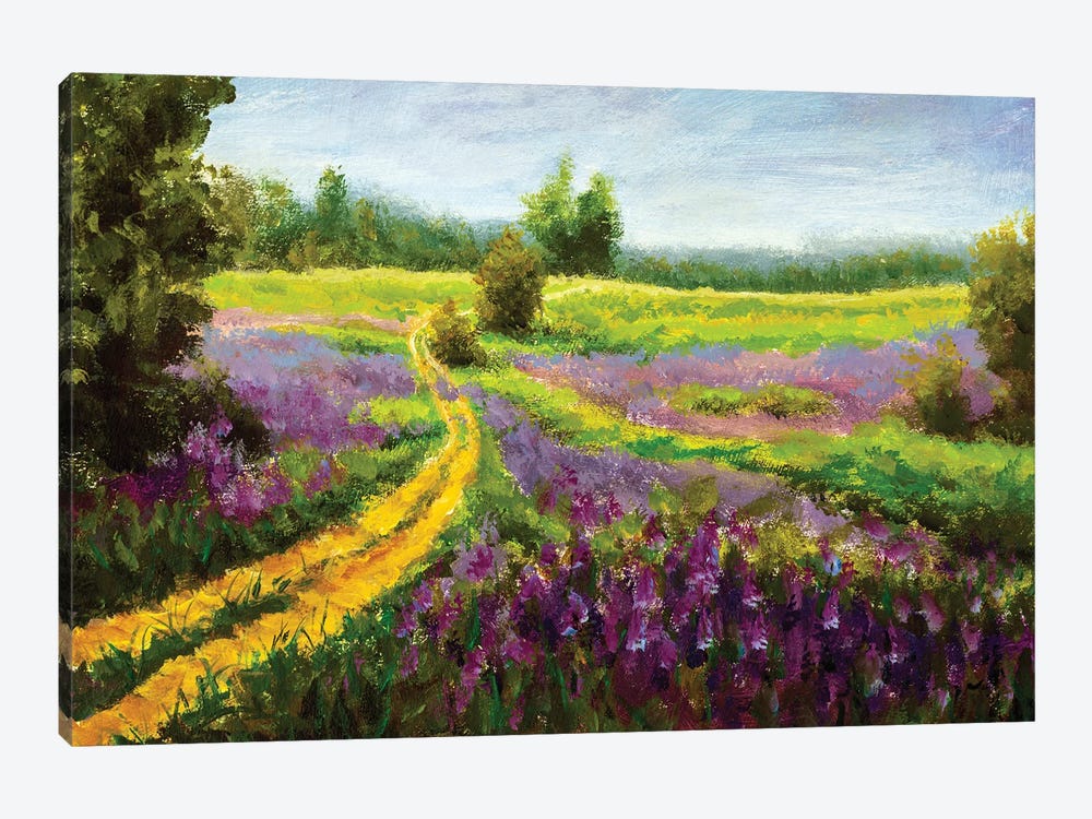 Purple Flowers Field by Valery Rybakow 1-piece Canvas Artwork