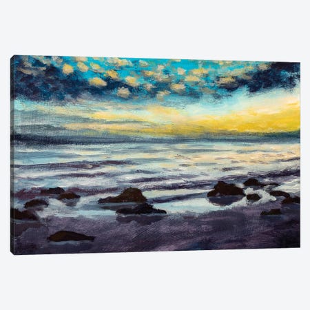 Beautiful Sunset On Beach Sea Canvas Print #VRY399} by Valery Rybakow Canvas Wall Art