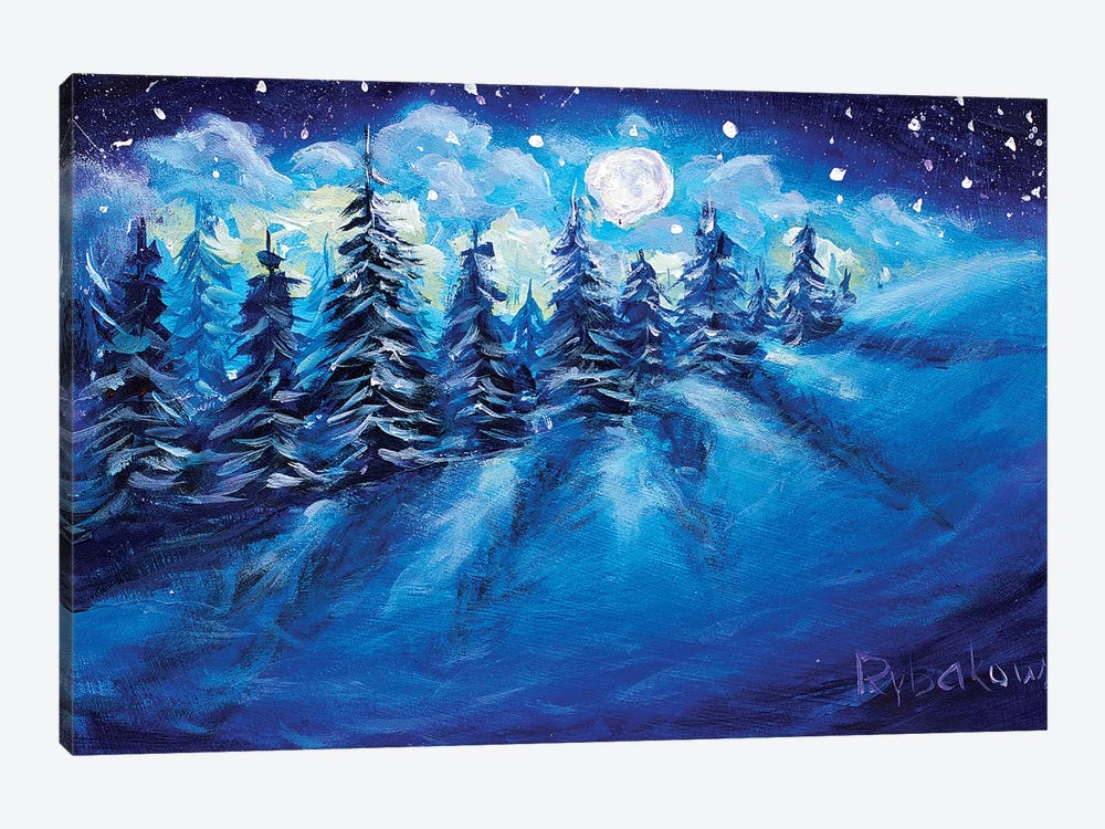 Full Moon Rising Above Winter by Valery Rybakow 1-piece Canvas Art