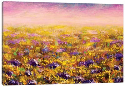 Abstract Flowers Field Canvas Art Print - Color Fields