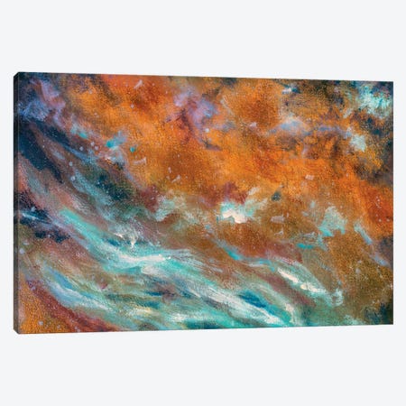 abstract painted textured background in cosmic blue cold and warm brown colors Canvas Print #VRY412} by Valery Rybakow Canvas Art Print