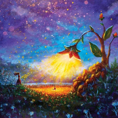 Canvas Print: Glowing Flower With Little Girl by Valery Rybakow - thumbnail