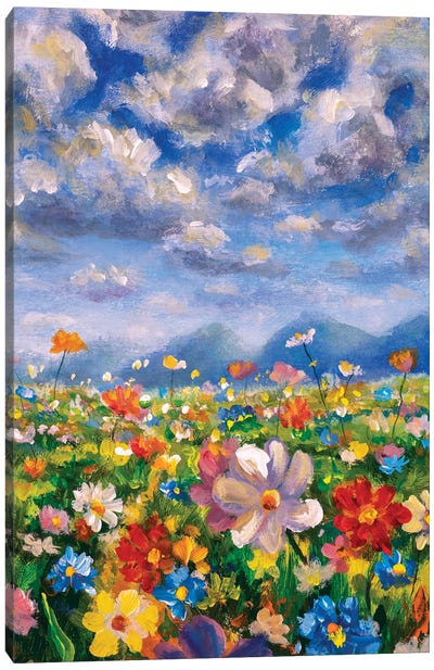 Wildflowers In The Mountains Canvas Art Print - Wildflowers