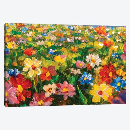 Summer Flowers Oil Painting Canvas Print #VRY423} by Valery Rybakow Canvas Wall Art