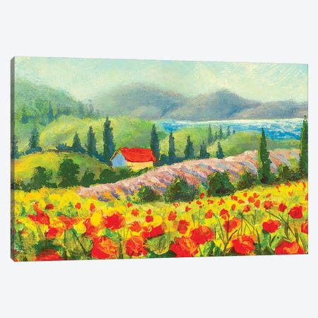 Country House On A Beautiful Slope Canvas Print #VRY429} by Valery Rybakow Canvas Art