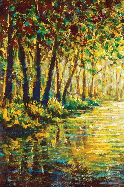 River In A Sunny Autumn Forest
