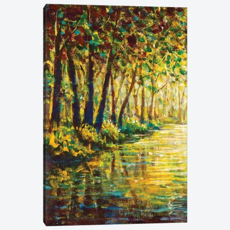 River In A Sunny Autumn Forest Canvas Print #VRY448} by Valery Rybakow Canvas Wall Art