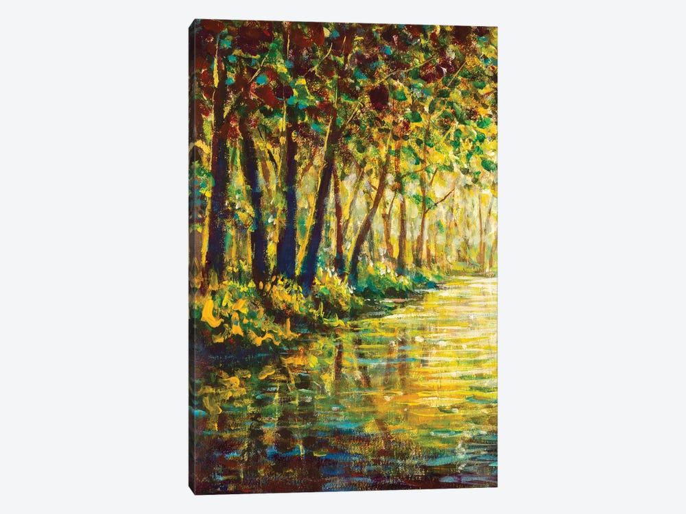 River In A Sunny Autumn Forest by Valery Rybakow 1-piece Canvas Art Print