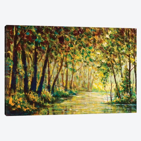River In A Sunny Autumn Forest Canvas Print #VRY449} by Valery Rybakow Canvas Artwork