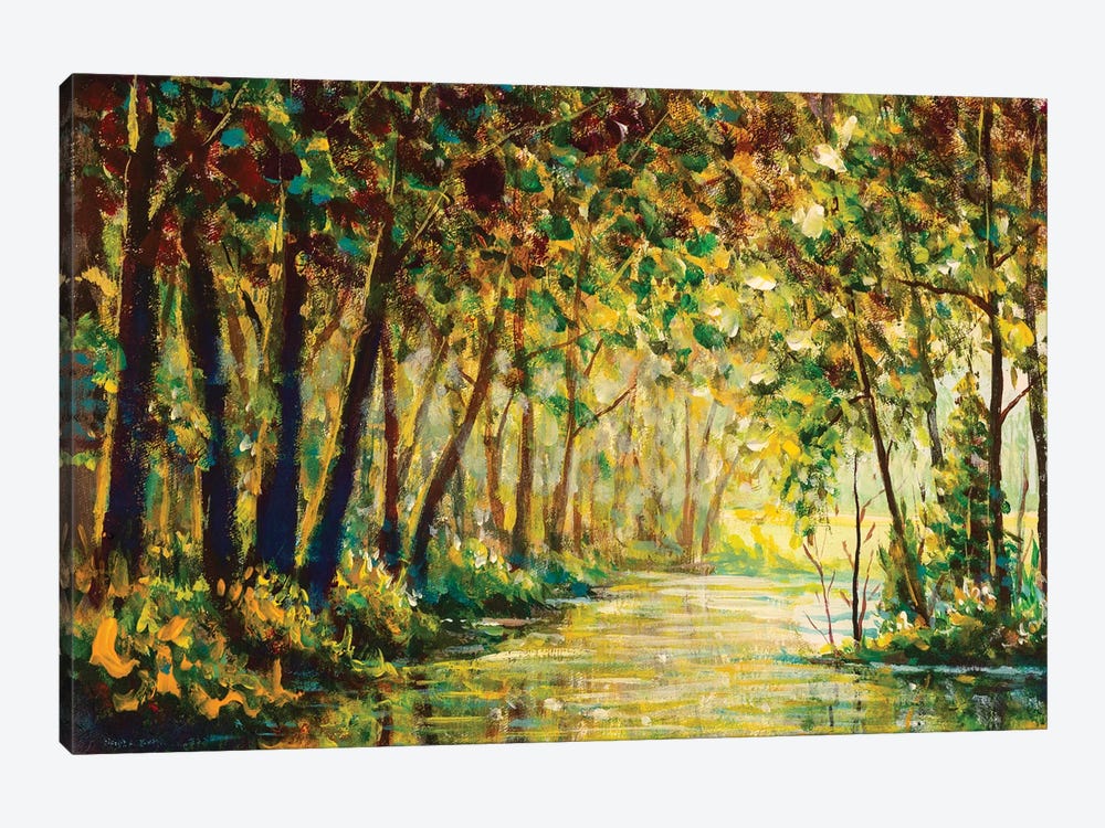 River In A Sunny Autumn Forest by Valery Rybakow 1-piece Canvas Artwork
