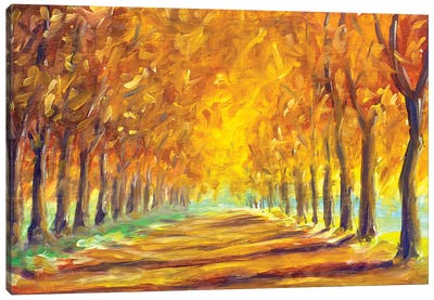 Gold Autumn Alley Canvas Art Print - Valery Rybakow