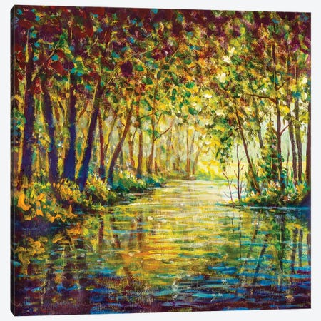 River In A Sunny Autumn Forest II Canvas Print #VRY450} by Valery Rybakow Canvas Art Print