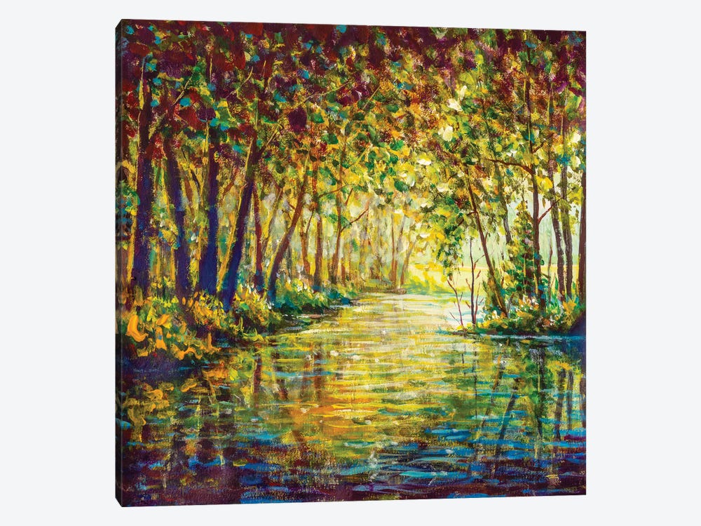 River In A Sunny Autumn Forest II by Valery Rybakow 1-piece Canvas Artwork