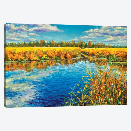 Sunny Autumn Day On A Blue River Canvas Print #VRY464} by Valery Rybakow Art Print