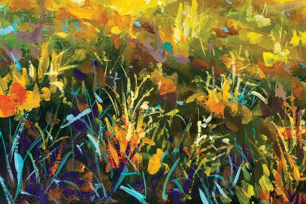 Valery Rybakow: Grass Flowers In Rays Of Sun by Valery Rybakow