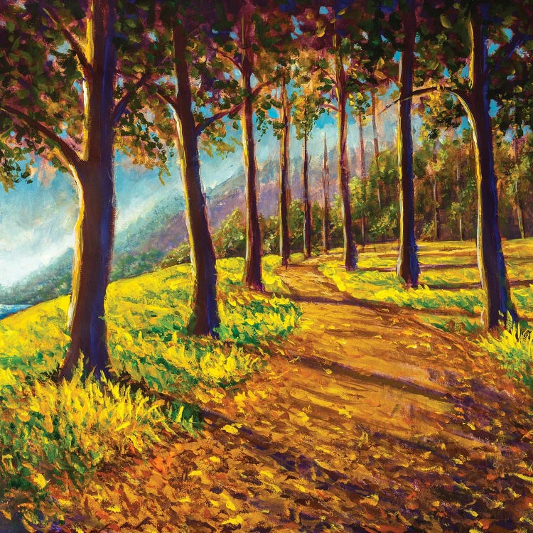 Road In Sunny Forest Park Alley Artwork by Valery Rybakow wall art