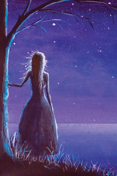 Valery Rybakow: Princess Making A Wish In Night by Valery Rybakow