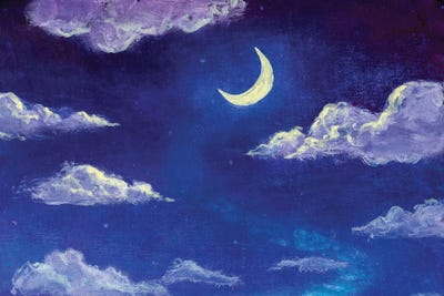 Glowing Month Moon And Clouds On The Blue Night Sky by Valery Rybakow acrylic art print