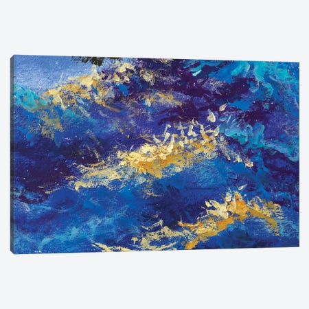 abstract blue waves Canvas Print #VRY497} by Valery Rybakow Canvas Wall Art