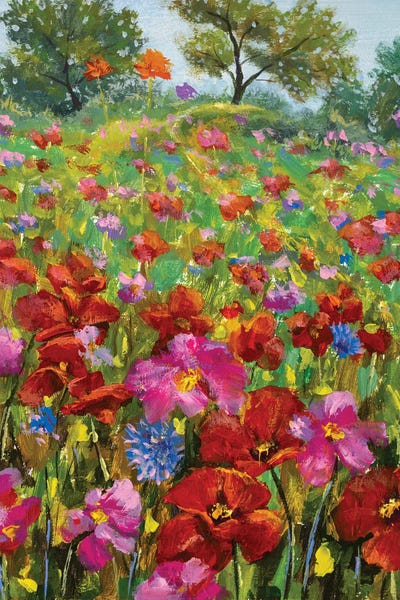 Red And Pink Wildflowers by Valery Rybakow canvas print
