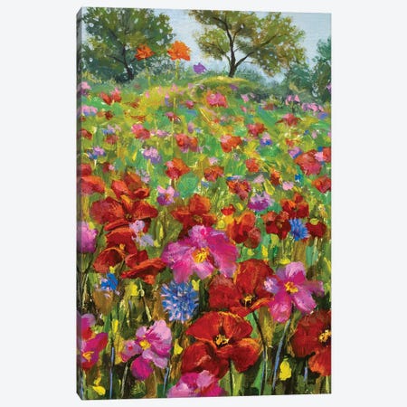 Red And Pink Wildflowers Canvas Print #VRY498} by Valery Rybakow Canvas Art Print